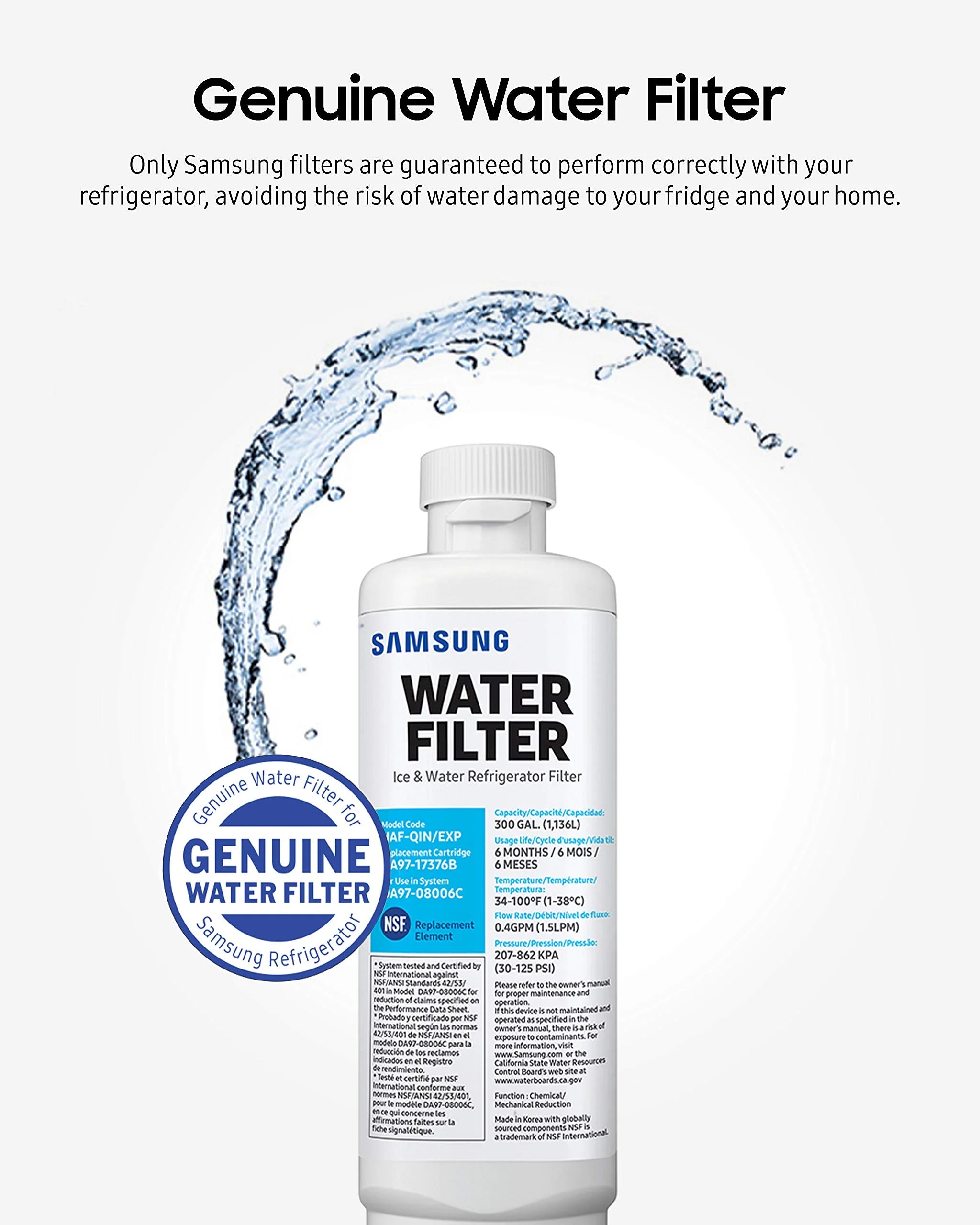 Samsung DA97-17376B Refrigerator Water Filter